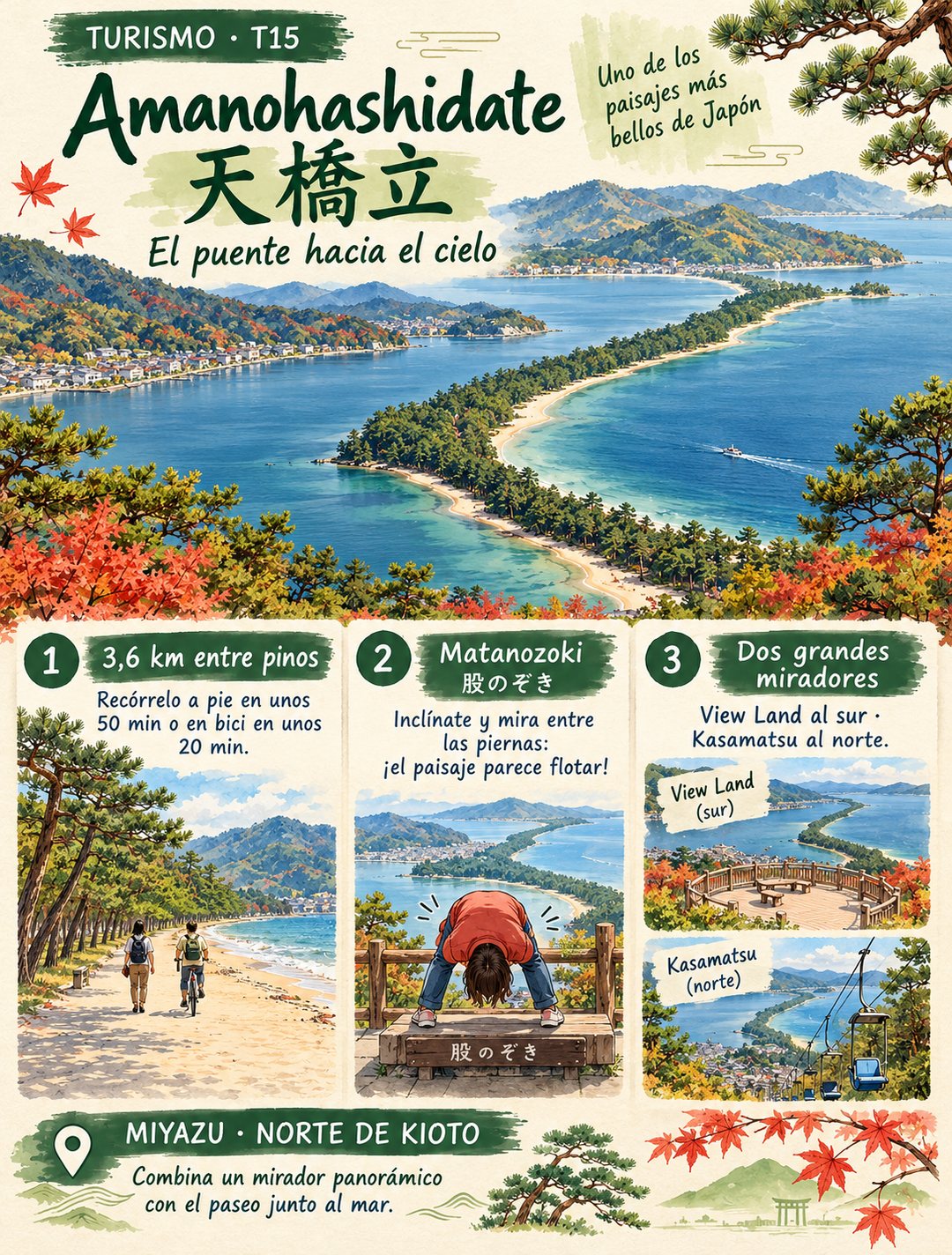 Infografía de @pildorasdejapon: Amanohashidate: el «puente hacia el cielo» del norte de Kioto
